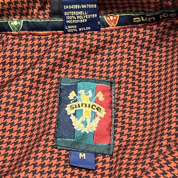 Sunice Mens M Nylon Lined‎ Pullover Waterproof Geometric 90s Pattern Rust 1/4 Bt - Picture 7 of 7